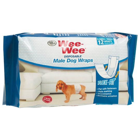 Wee-Wee Disposable Male Dog Wraps - 12 pack