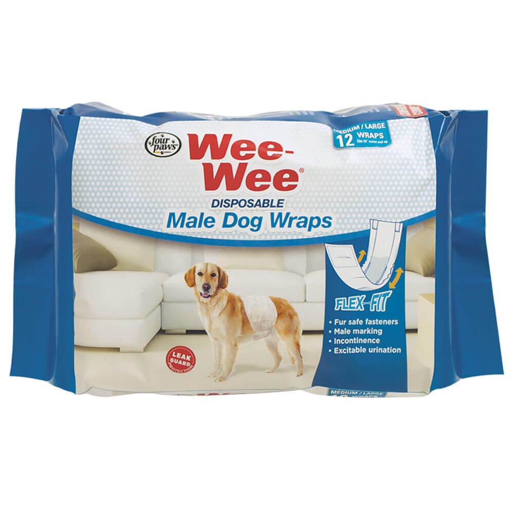 Wee-Wee Disposable Male Dog Wraps - 12 pack
