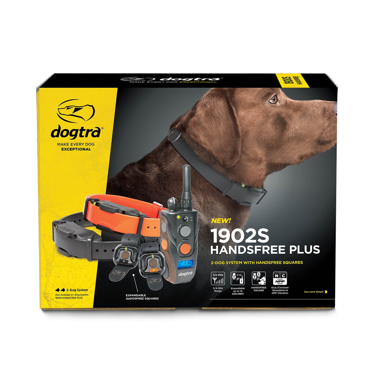 3/4 Mile 2 Dog Remote Trainer with Handsfree Boost and Lock Unit - 1902S-HANDSFREE-PLUS-BL