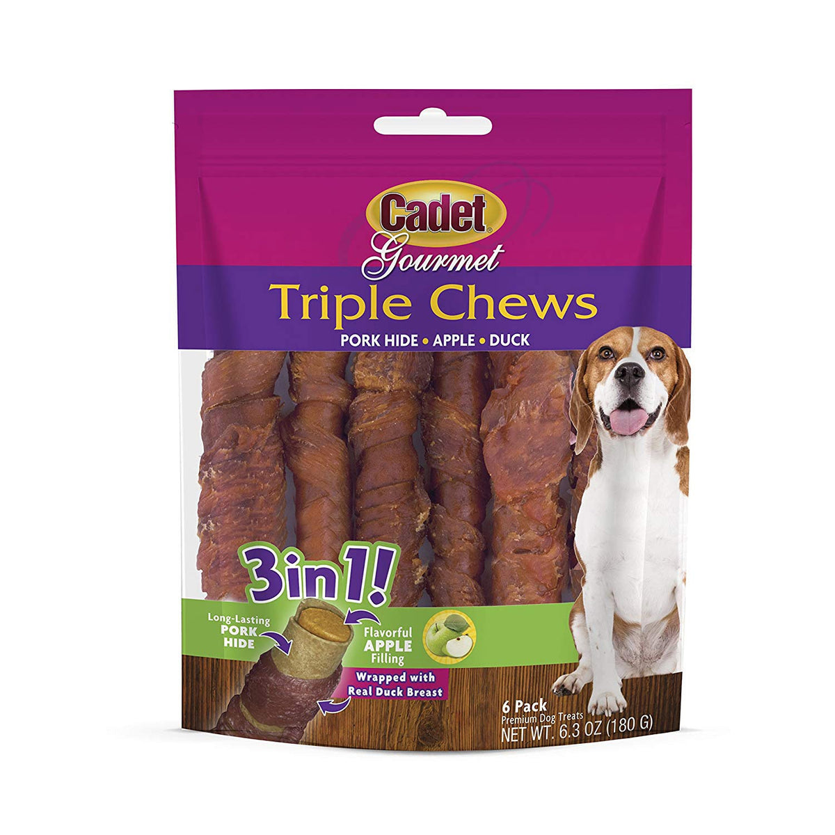 Triple Chew Treat Duck and Apple - 6 pack - C07781W