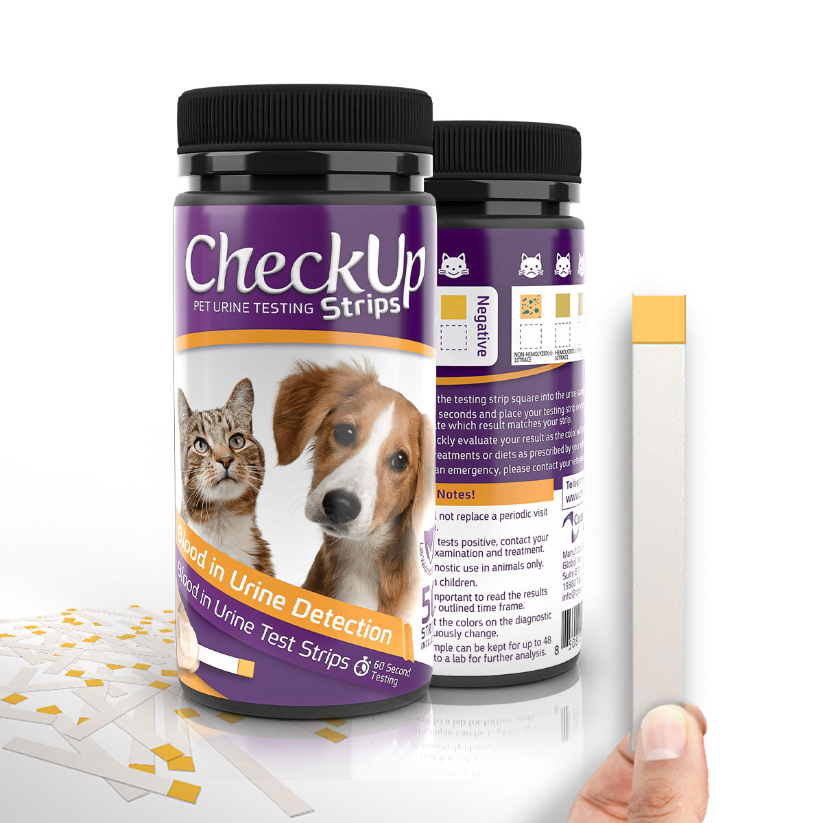 CheckUp Dog and Cat Urine Testing Strips for Detection of Blood in Urine | 50 count - CUBB