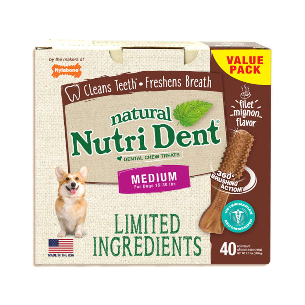 Nutri Dent Limited Ingredient Dental Chews Filet Mignon Medium 40 count - NTD662T40P