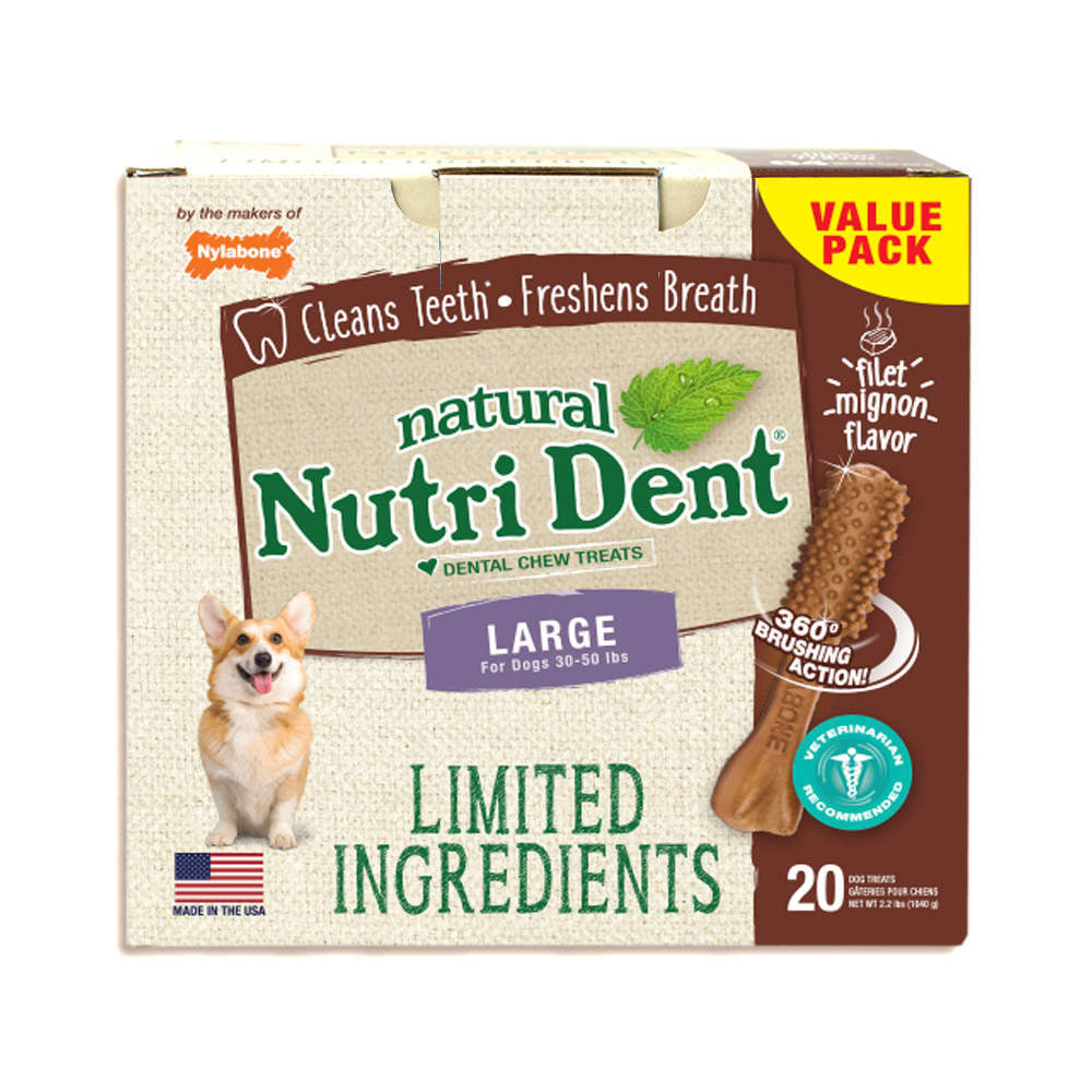 Nutri Dent Limited Ingredient Dental Chews Filet Mignon Large 20 count - NTD663T20P