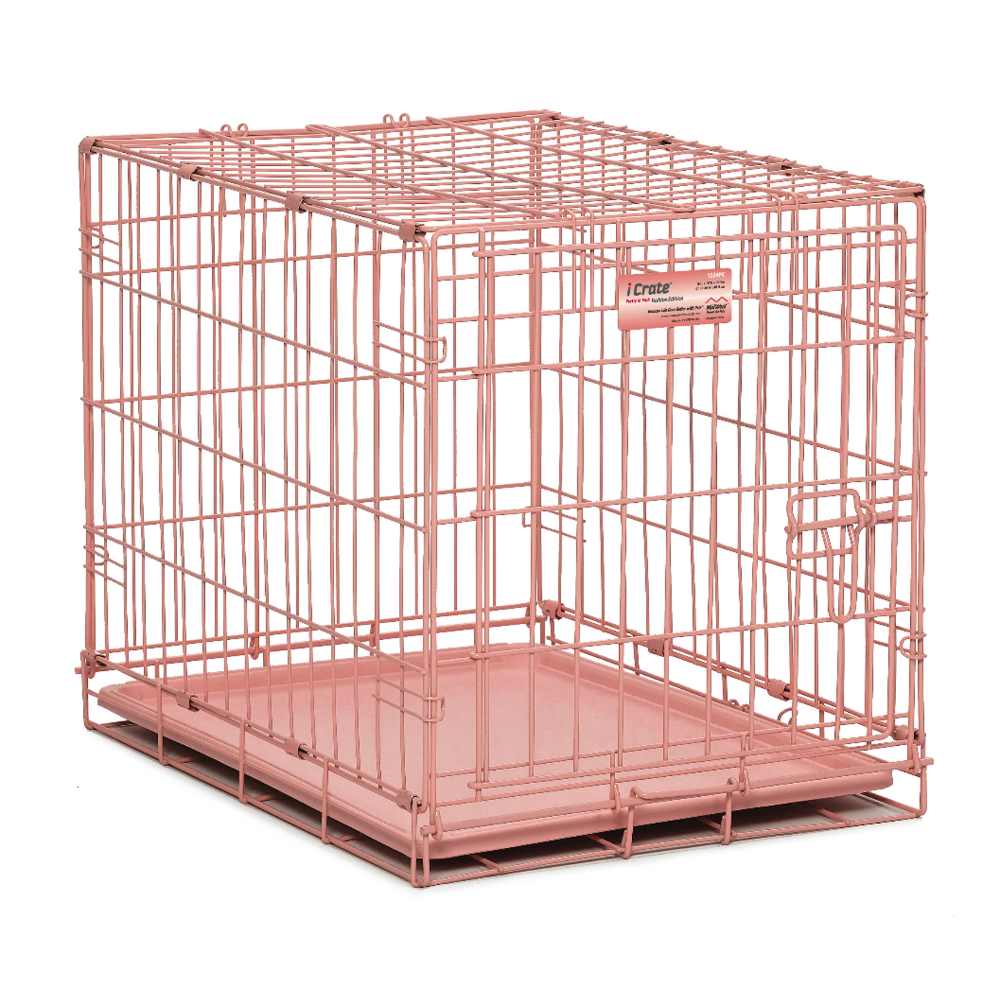 Midwest iCrate Single Door Dog Crate Pink 24in x 18in x 19in