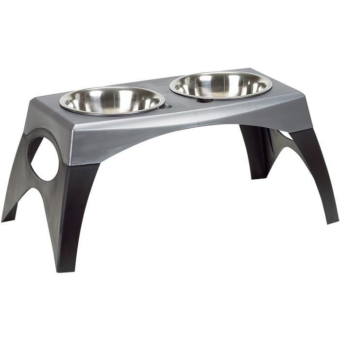 Bergan Pet Elevated Feeder- Black / Gray