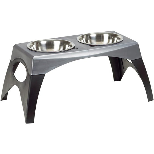 Bergan Pet Elevated Feeder- Black / Gray