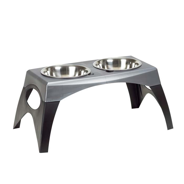 Bergan Pet Elevated Feeder- Black / Gray