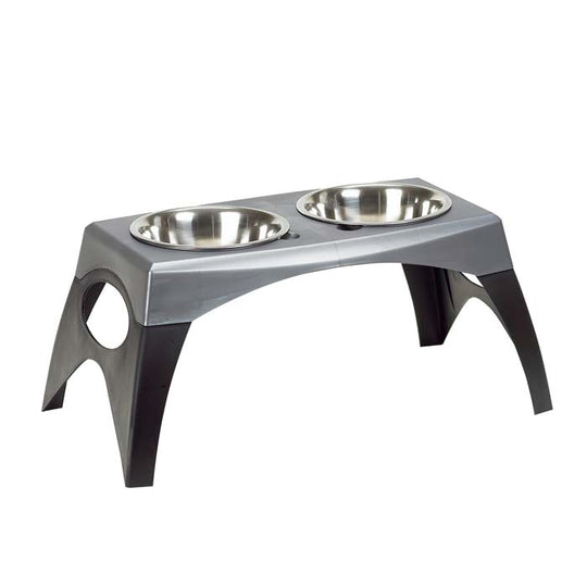 Bergan Pet Elevated Feeder- Black / Gray