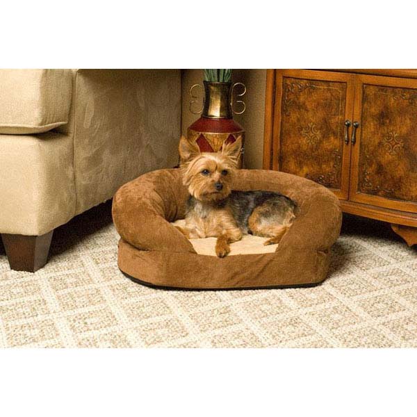 K&H Pet Products Ortho Bolster Sleeper Bed- Brown Velvet