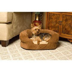 K&H Pet Products Ortho Bolster Sleeper Bed- Brown Velvet