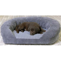 K&H Pet Products Ortho Bolster Sleeper Bed- Gray Velvet