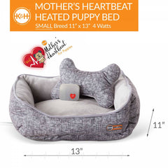 K&H Pet Products Mother’s Heartbeat Heated Puppy Pet Bed with Bone Pillow