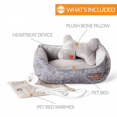 K&H Pet Products Mother’s Heartbeat Heated Puppy Pet Bed with Bone Pillow