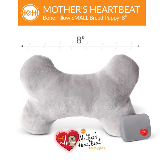 K&H Pet Products Mother’s Heartbeat Plush Dog Bone Pillow-Gray