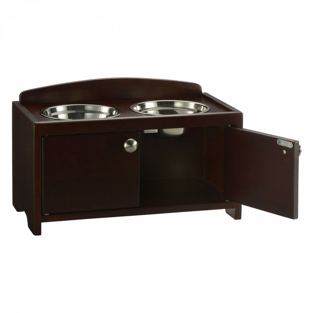 Richell Elegant Wooden Pet Feeder Medium Dark Brown