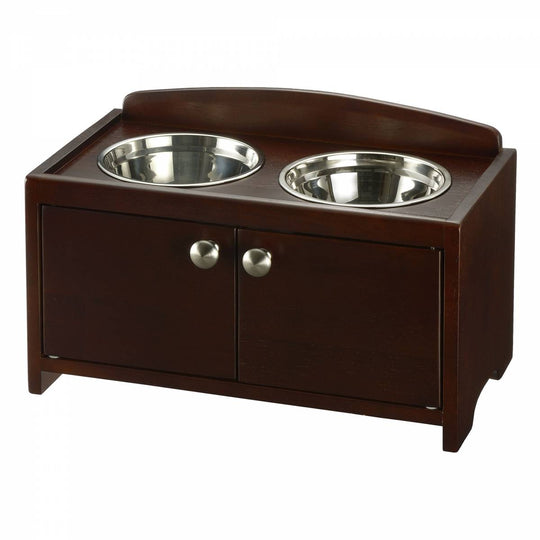 Richell Elegant Wooden Pet Feeder Medium Dark Brown