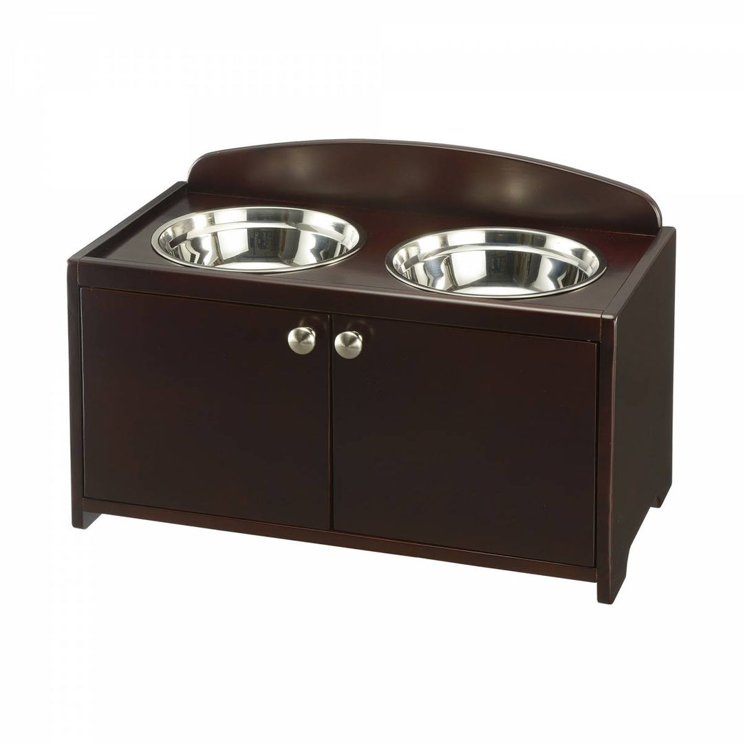 Richell Elegant Wooden Pet Feeder Medium Dark Brown