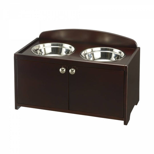 Richell Elegant Wooden Pet Feeder Medium Dark Brown