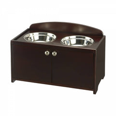 Richell Elegant Wooden Pet Feeder Medium Dark Brown