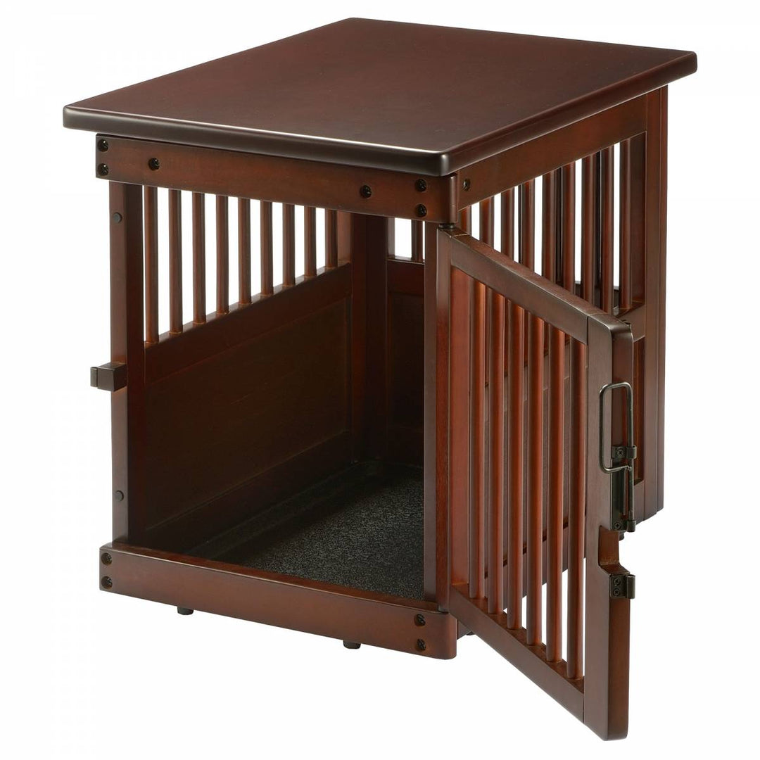 Richell Wooden End Table Dog Crate Small Dark Brown 24in x 18.1in x 20.9in