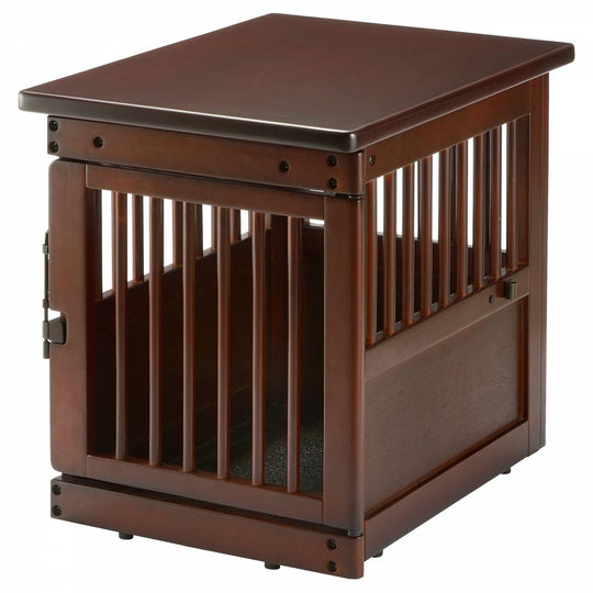 Richell Wooden End Table Dog Crate Small Dark Brown 24in x 18.1in x 20.9in