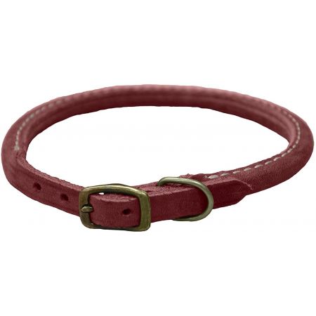 Circle T Rustic Leather Dog Collar- Brick Red