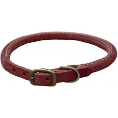 Circle T Rustic Leather Dog Collar- Brick Red