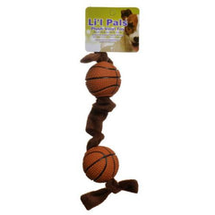 Li'l Pals Plush Basketball Tug Dog Toy- Brown