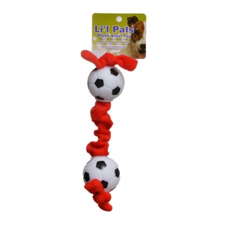 Li'l Pals Soccer Ball Plush Tug Dog Toy - Red, Black and White