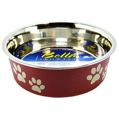Loving Pets Stainless Steel & Merlot Dish with Rubber Base