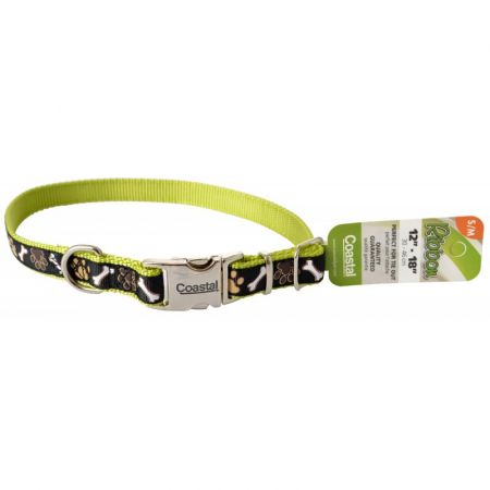 Coastal Pet Attire Ribbon Brown Paws & Bones Nylon Dog Collar